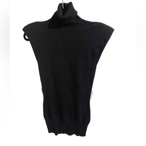 Women Beaded shoulder black sleeveless top